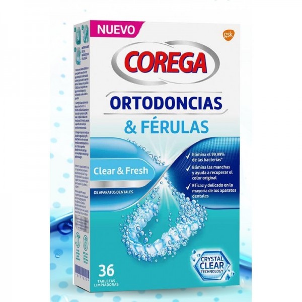 Corega Limpiador Ortodoncias y Férulas 36 Tabletas