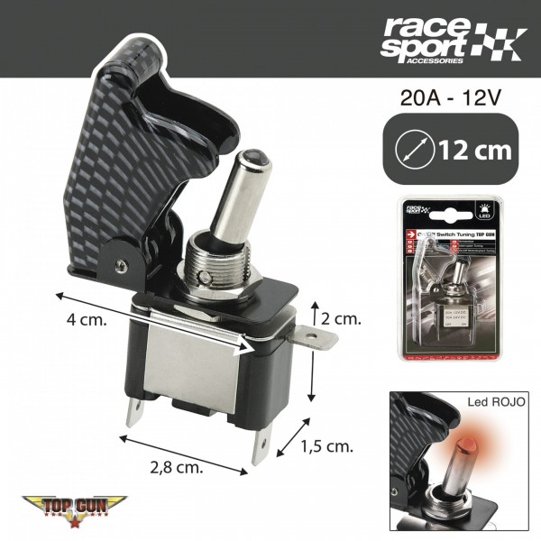 INTERRUPTOR TUNING TOP-GUN. CARBONO CON LED