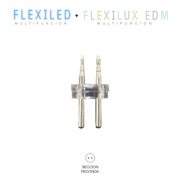 Conector tubo flexilux/flexiled 2 vias 13 mm "recto-punta"