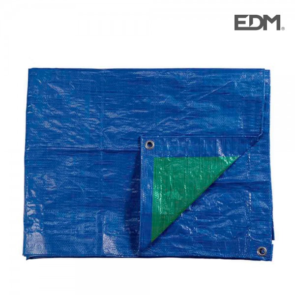 Toldo polietileno de doble cara color azul/verde, densidad 90 g / m², 4 x 6 m