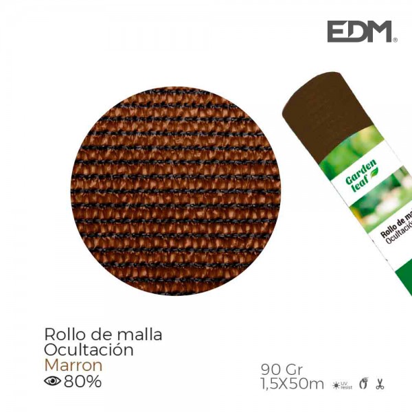 Rollo de malla de ocultación color marrón 90g 1,5x50m