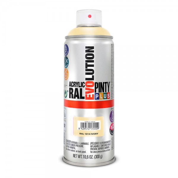 Pintura acrílica spray evolution 520 cc ral 1014 ivory 300 g (pack 2 unidades)