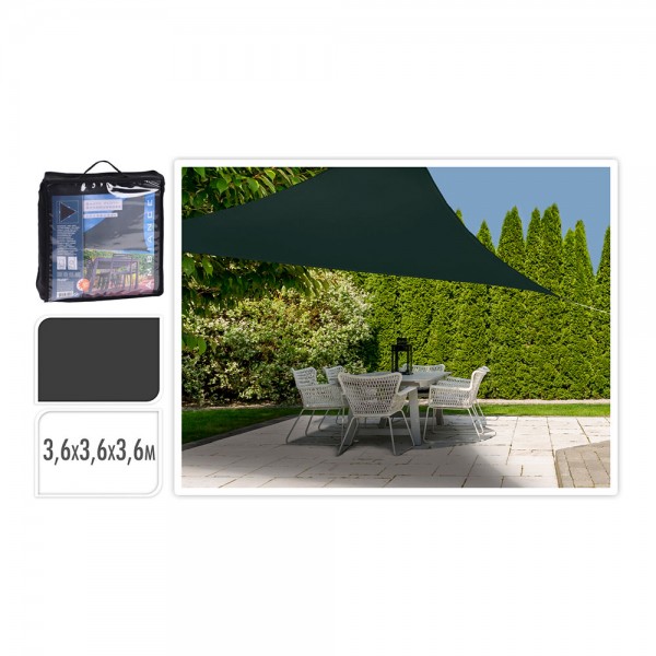 Toldo vela triángulo 3,60 x 3,60 x 3,60 m color gris oscuro
