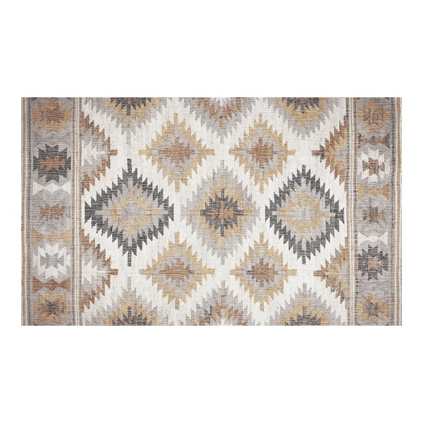 Alfombra vinílica estampada kilim grises, 45 x 75 cm