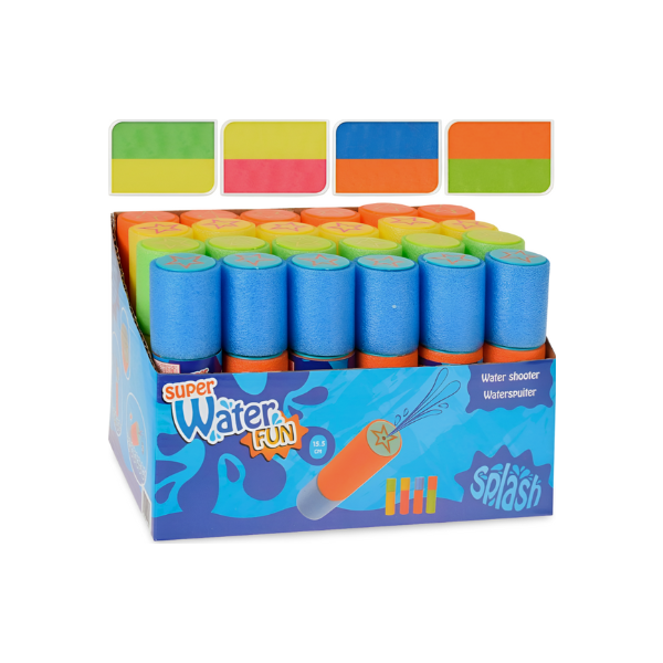 Pistola de agua de espuma ø3 x 15 cm colores surtidos  (pack 6 unidades)
