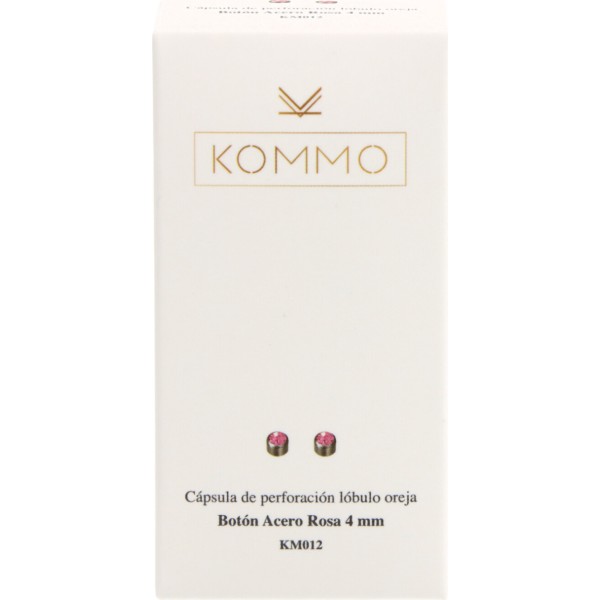 Kommo Pendiente Baño Oro 24k Botón Acero Rosa 4 mm