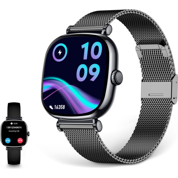 Ksix iria negro / smartwatch 1.7"/ 2 correas (metal + silicona)