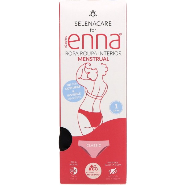 Enna Period Panty Braga Menstrual Flujo Medio Color Negro Talla 1